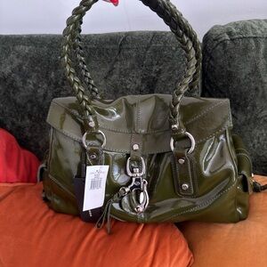 Francesco Biasis Braided Patent Leather Shoulder Bag